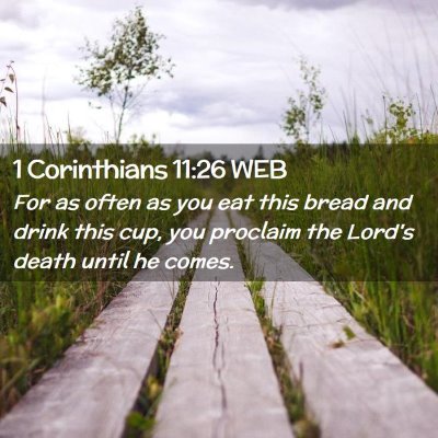 Picture 02 - 1 Corinthians 11:26 WEB - For as often as you eat this bread and drink this - Bible Verse Picture