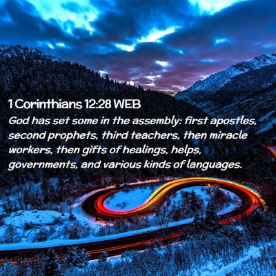 Picture 02 - 1 Corinthians 12:28 WEB - God has set some in the assembly: first apostles, - Bible Verse Picture