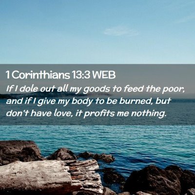 Picture 02 - 1 Corinthians 13:3 WEB - If I dole out all my goods to feed the poor, and - Bible Verse Picture
