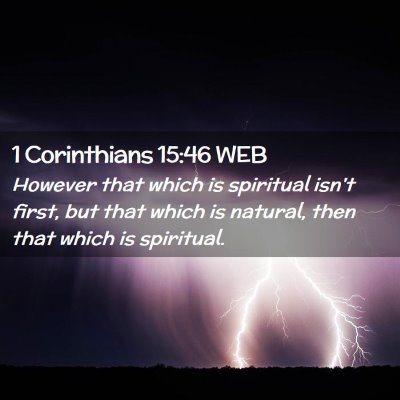 Picture 02 - 1 Corinthians 15:46 WEB - However that which is spiritual isn't first, but - Bible Verse Picture
