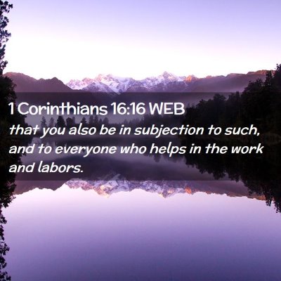 Picture 02 - 1 Corinthians 16:16 WEB - that you also be in subjection to such, and to - Bible Verse Picture
