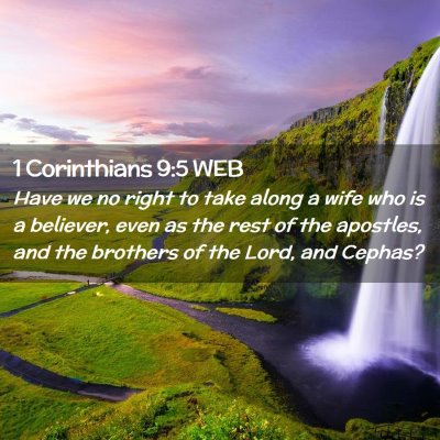 Picture 02 - 1 Corinthians 9:5 WEB - Have we no right to take along a wife who is a - Bible Verse Picture
