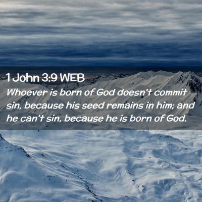 Picture 02 - 1 John 3:9 WEB - Whoever is born of God doesn't commit sin, - Bible Verse Picture