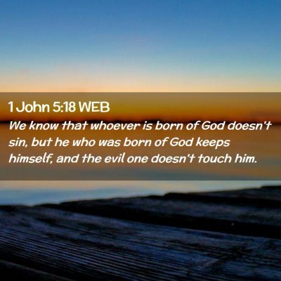 Picture 02 - 1 John 5:18 WEB - We know that whoever is born of God doesn't sin, - Bible Verse Picture