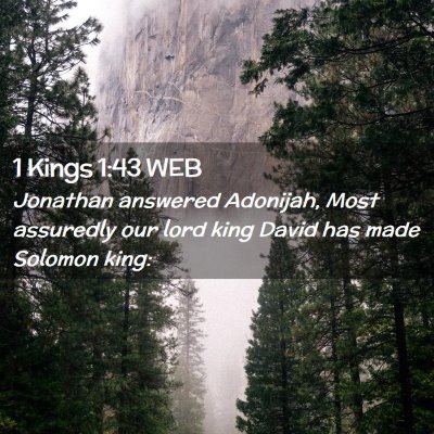 Picture 02 - 1 Kings 1:43 WEB - Jonathan answered Adonijah, Most assuredly our - Bible Verse Picture
