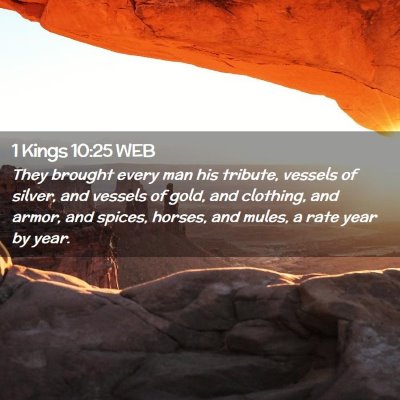 Picture 02 - 1 Kings 10:25 WEB - They brought every man his tribute, vessels of - Bible Verse Picture