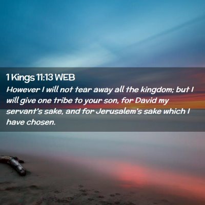 Picture 02 - 1 Kings 11:13 WEB - However I will not tear away all the kingdom; but - Bible Verse Picture