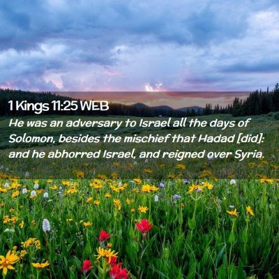 Picture 02 - 1 Kings 11:25 WEB - He was an adversary to Israel all the days of - Bible Verse Picture