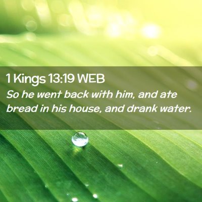 Picture 02 - 1 Kings 13:19 WEB - So he went back with him, and ate bread in his - Bible Verse Picture
