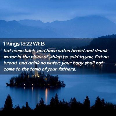 Picture 02 - 1 Kings 13:22 WEB - but came back, and have eaten bread and drunk - Bible Verse Picture