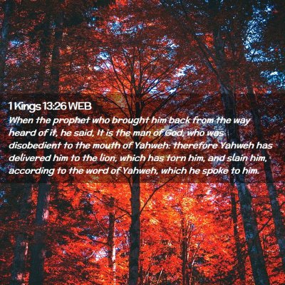 Picture 02 - 1 Kings 13:26 WEB - When the prophet who brought him back from the - Bible Verse Picture
