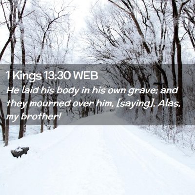 Picture 02 - 1 Kings 13:30 WEB - He laid his body in his own grave; and they - Bible Verse Picture