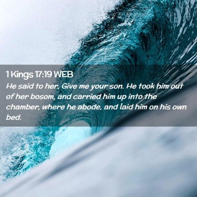 Picture 02 - 1 Kings 17:19 WEB - He said to her, Give me your son. He took him out - Bible Verse Picture