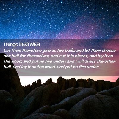 Picture 02 - 1 Kings 18:23 WEB - Let them therefore give us two bulls; and let - Bible Verse Picture