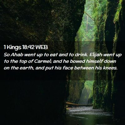 Picture 02 - 1 Kings 18:42 WEB - So Ahab went up to eat and to drink. Elijah went - Bible Verse Picture