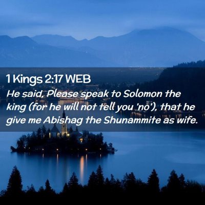 Picture 02 - 1 Kings 2:17 WEB - He said, Please speak to Solomon the king (for he - Bible Verse Picture