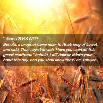 Picture 02 - 1 Kings 20:13 WEB - Behold, a prophet came near to Ahab king of - Bible Verse Picture