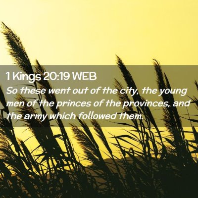 Picture 02 - 1 Kings 20:19 WEB - So these went out of the city, the young men of - Bible Verse Picture