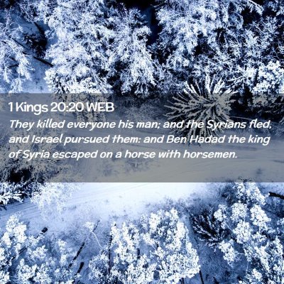 Picture 02 - 1 Kings 20:20 WEB - They killed everyone his man; and the Syrians - Bible Verse Picture
