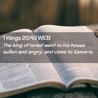 Picture 02 - 1 Kings 20:43 WEB - The king of Israel went to his house sullen and - Bible Verse Picture