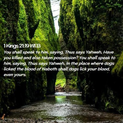 Picture 02 - 1 Kings 21:19 WEB - You shall speak to him, saying, Thus says Yahweh, - Bible Verse Picture