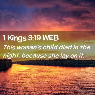 Picture 02 - 1 Kings 3:19 WEB - This woman's child died in the night, because she - Bible Verse Picture