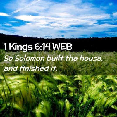 Picture 02 - 1 Kings 6:14 WEB - So Solomon built the house, and finished - Bible Verse Picture