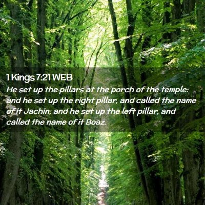 Picture 02 - 1 Kings 7:21 WEB - He set up the pillars at the porch of the temple: - Bible Verse Picture