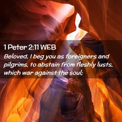 Picture 02 - 1 Peter 2:11 WEB - Beloved, I beg you as foreigners and pilgrims, to - Bible Verse Picture