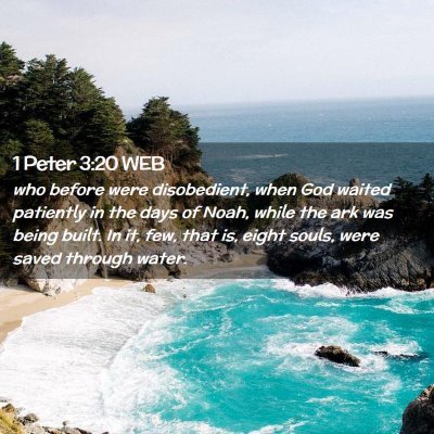 Picture 02 - 1 Peter 3:20 WEB - who before were disobedient, when God waited - Bible Verse Picture