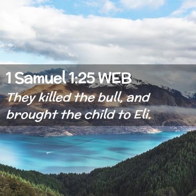Picture 02 - 1 Samuel 1:25 WEB - They killed the bull, and brought the child to - Bible Verse Picture