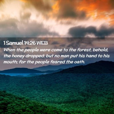 Picture 02 - 1 Samuel 14:26 WEB - When the people were come to the forest, behold, - Bible Verse Picture
