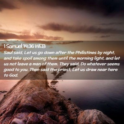 Picture 02 - 1 Samuel 14:36 WEB - Saul said, Let us go down after the Philistines - Bible Verse Picture