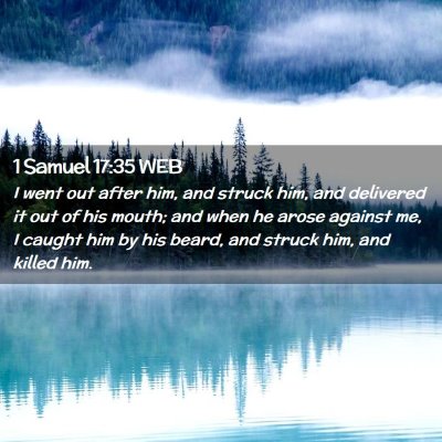 Picture 02 - 1 Samuel 17:35 WEB - I went out after him, and struck him, and - Bible Verse Picture