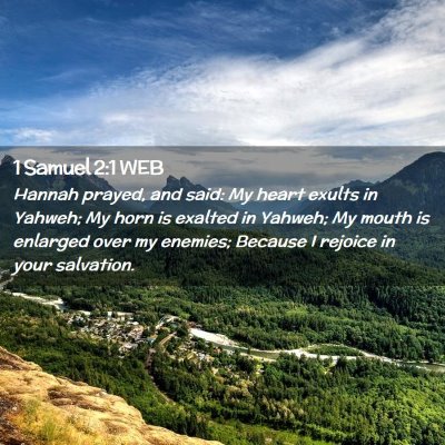 Picture 02 - 1 Samuel 2:1 WEB - Hannah prayed, and said: My heart exults in - Bible Verse Picture