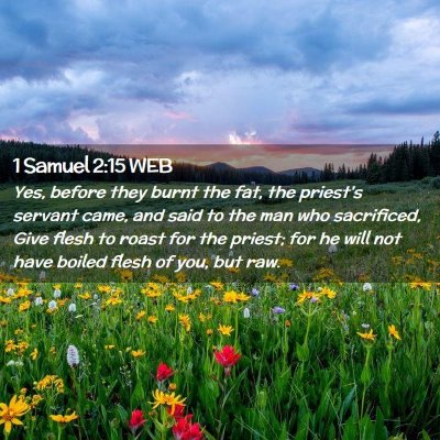 Picture 02 - 1 Samuel 2:15 WEB - Yes, before they burnt the fat, the priest's - Bible Verse Picture