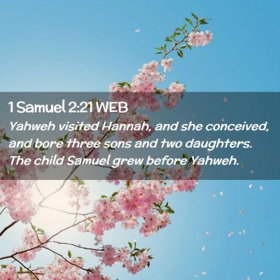Picture 02 - 1 Samuel 2:21 WEB - Yahweh visited Hannah, and she conceived, and - Bible Verse Picture