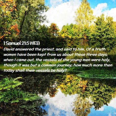 Picture 02 - 1 Samuel 21:5 WEB - David answered the priest, and said to him, Of a - Bible Verse Picture
