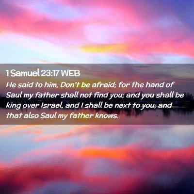 Picture 02 - 1 Samuel 23:17 WEB - He said to him, Don't be afraid; for the hand of - Bible Verse Picture