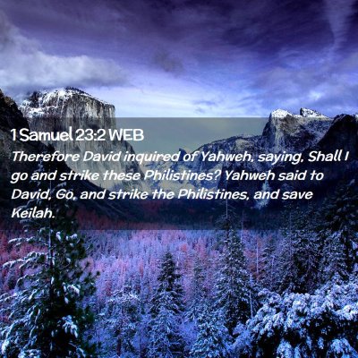 Picture 02 - 1 Samuel 23:2 WEB - Therefore David inquired of Yahweh, saying, Shall - Bible Verse Picture