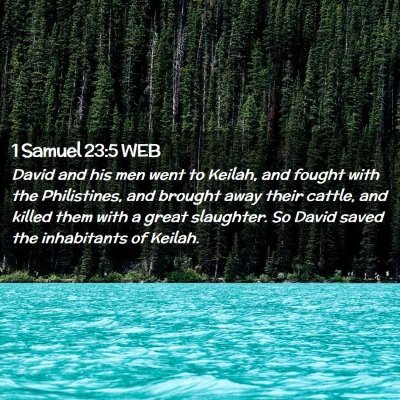 Picture 02 - 1 Samuel 23:5 WEB - David and his men went to Keilah, and fought with - Bible Verse Picture