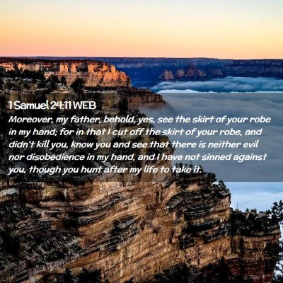 Picture 02 - 1 Samuel 24:11 WEB - Moreover, my father, behold, yes, see the skirt - Bible Verse Picture