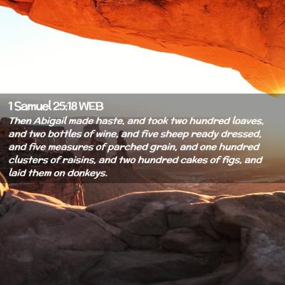 Picture 02 - 1 Samuel 25:18 WEB - Then Abigail made haste, and took two hundred - Bible Verse Picture