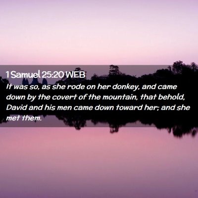 Picture 02 - 1 Samuel 25:20 WEB - It was so, as she rode on her donkey, and came - Bible Verse Picture