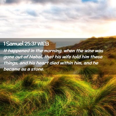 Picture 02 - 1 Samuel 25:37 WEB - It happened in the morning, when the wine was - Bible Verse Picture