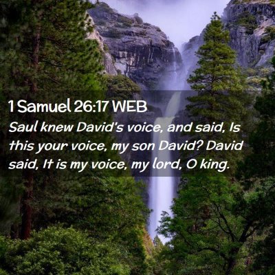 Picture 02 - 1 Samuel 26:17 WEB - Saul knew David's voice, and said, Is this your - Bible Verse Picture