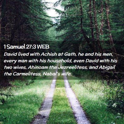 Picture 02 - 1 Samuel 27:3 WEB - David lived with Achish at Gath, he and his men, - Bible Verse Picture
