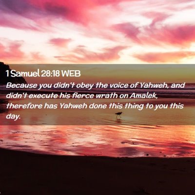 Picture 02 - 1 Samuel 28:18 WEB - Because you didn't obey the voice of Yahweh, and - Bible Verse Picture