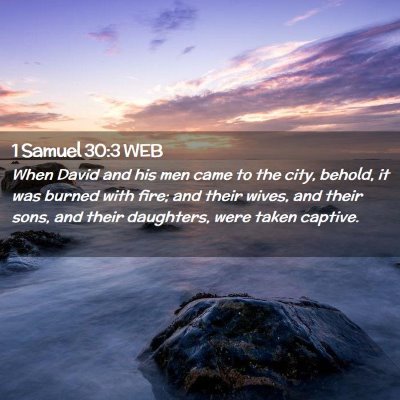 Picture 02 - 1 Samuel 30:3 WEB - When David and his men came to the city, behold, - Bible Verse Picture
