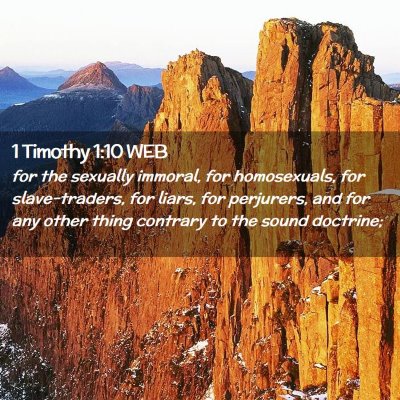 Picture 02 - 1 Timothy 1:10 WEB - for the sexually immoral, for homosexuals, for - Bible Verse Picture